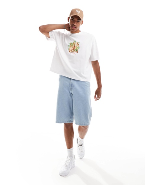 ASOS DESIGN oversized t-shirt in white with cherub chest print