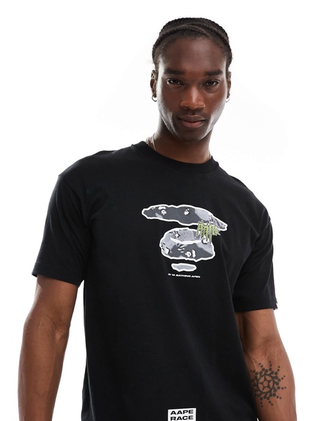 Aape By A Bathing Ape logo hiphop t-shirt in black