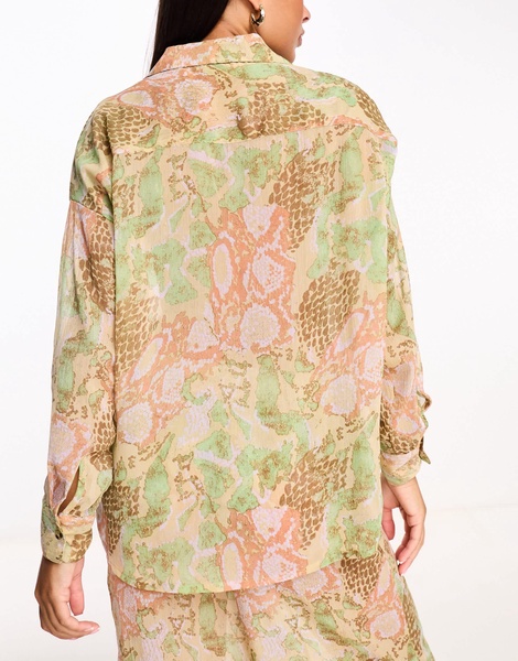 Vero Moda beach shirt in pastel snake print - part of a set