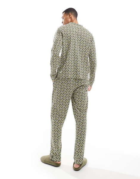 Another Influence printed relaxed pajama set in sage green