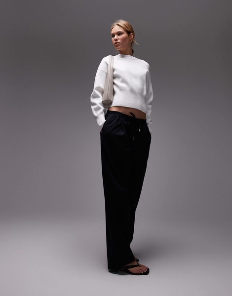 Topshop knit compact fitted waist sweater in ivory