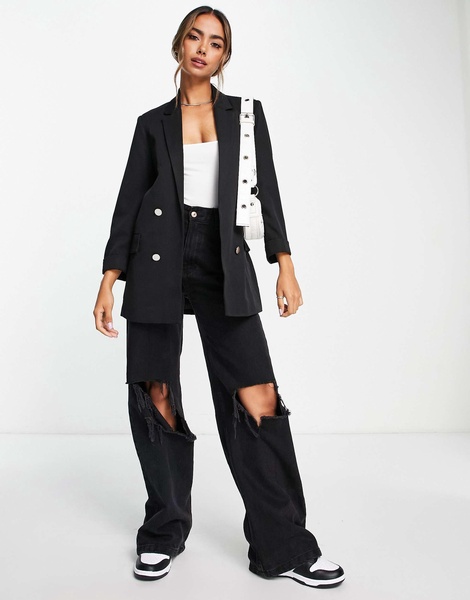 Stradivarius oversized blazer in black