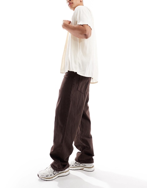 Bershka baggy jeans in chocolate brown