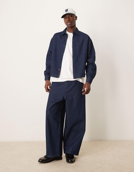 ASOS DESIGN 90s oversized boxy denim shacket in indigo wash - part of a set