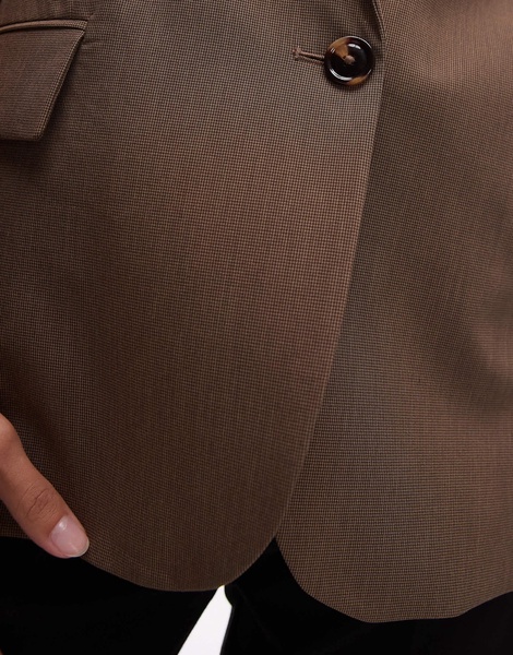 Mango single breasted blazer in brown