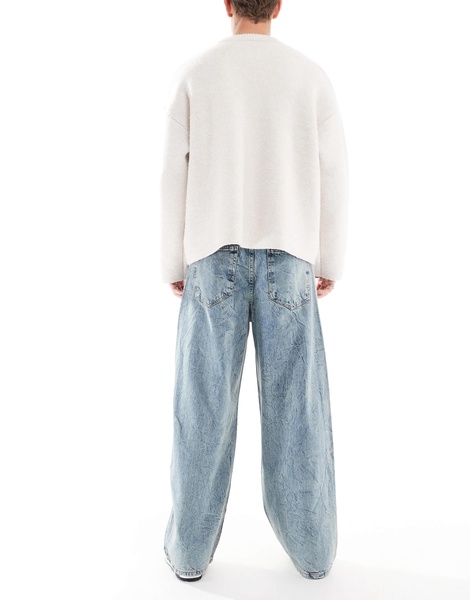 ASOS DESIGN super baggy carpenter jeans in mid wash blue