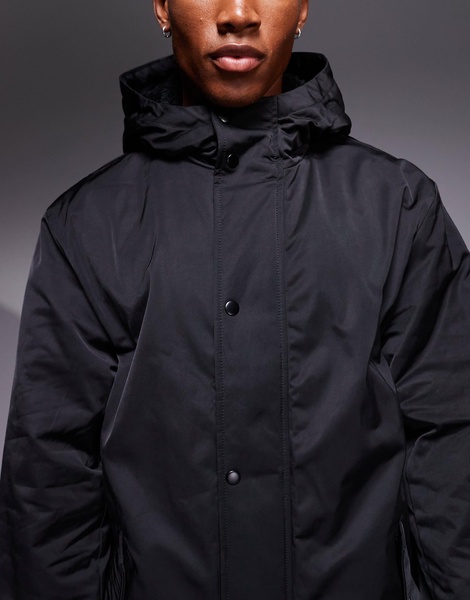 ASOS DESIGN padded longline parka jacket in black