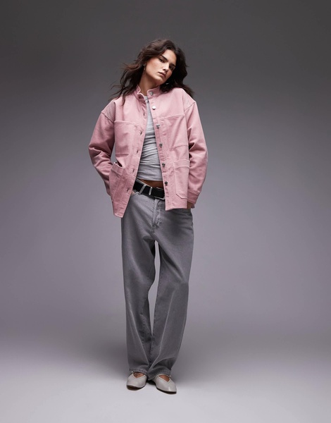 ARKET cord overshirt with utility pockets in pink
