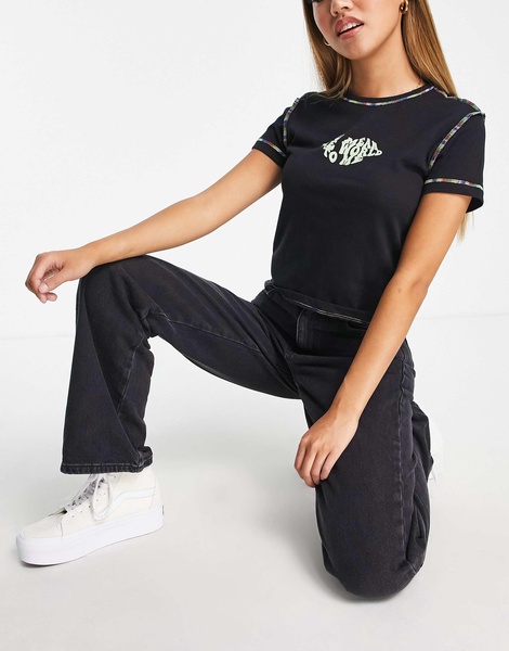 Stradivarius Petite 90s dad jean in black