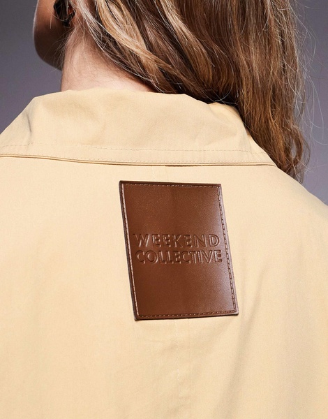 Weekend Collective funnel neck trench coat in camel