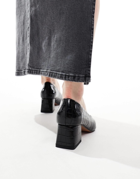 ASOS DESIGN Wide Fit Saint block mid heeled shoes in black