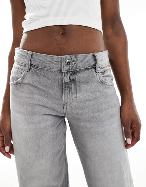 Bershka baggy wide leg jeans in washed gray