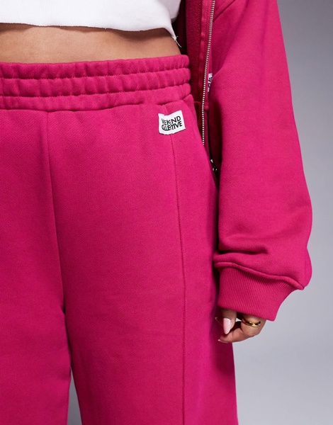 Weekend Collective Curve heavyweight straight leg sweatpants with pintuck in burgundy pink - part of a set