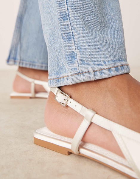 ASOS DESIGN Lorraine slingback ballet in ivory satin