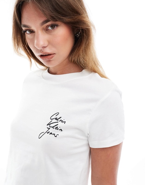 Calvin Klein Jeans script logo baby t-shirt in white