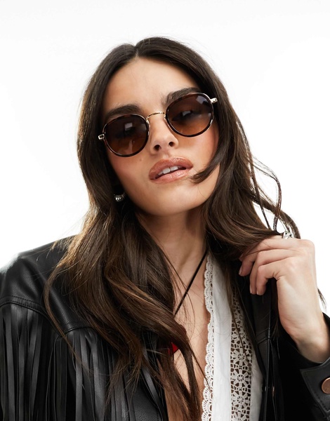 AIRE cygnus round sunglasses in brown/gold