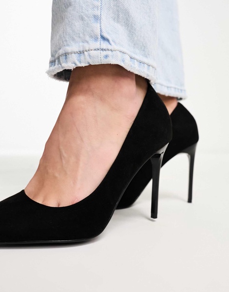 ASOS DESIGN Paphos pointed high heeled pumps in black suedette