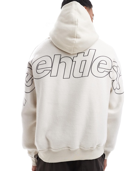 Bershka relentless back graphic hoodie in chocolate