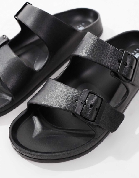 ASOS DESIGN two strap sandals in black rubber
