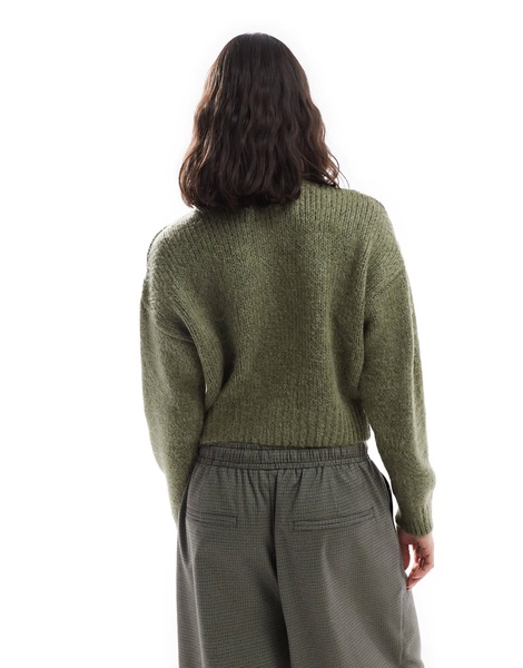 ASOS DESIGN crew neck loose knit cardigan in green