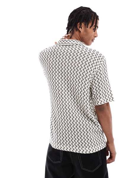 Bershka knit striped zig-zag shirt in black