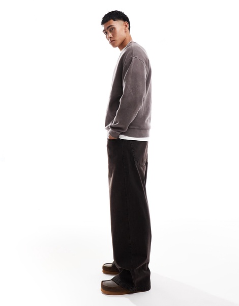 ASOS DESIGN super baggy jeans with brown tint in washed black