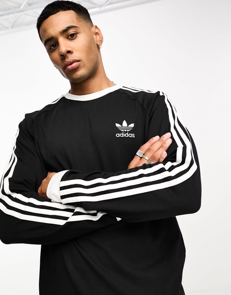 adidas Originals Adicolor 3-Stripes long sleeve T-shirt in black