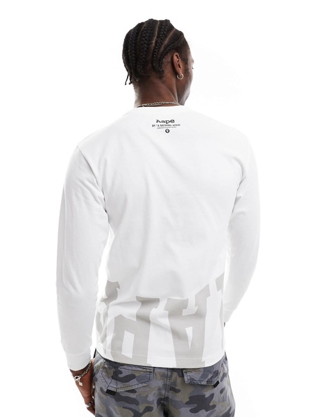 Aape By A Bathing Ape logo long sleeve t-shirt with back print in white
