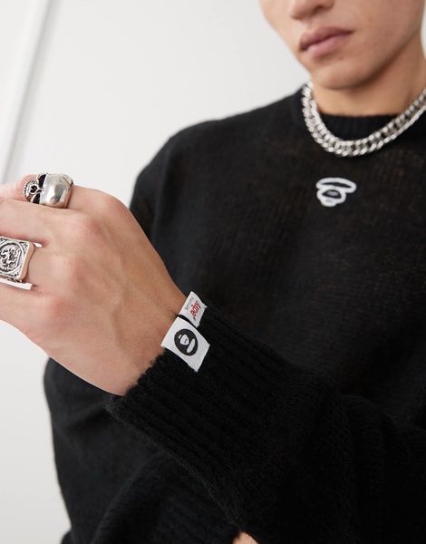 AAPE By A Bathing Ape printed back logo sweater in black