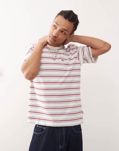 Dickies Lewistown striped t-shirt in red and white