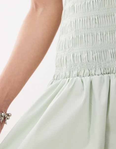 Amy Lynn shirred drop waist midi dress in mint green