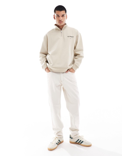 AllSaints Underground 1/2 zip sweatshirt in stone