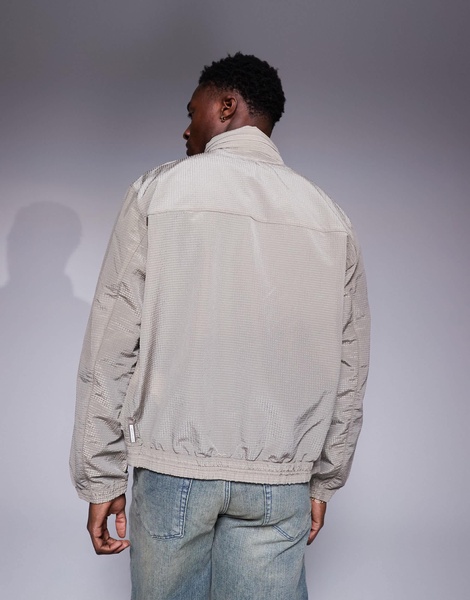 Armani Exchange waffle windbreaker jacket in beige