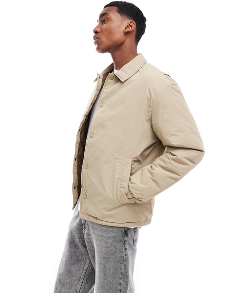 Jack & Jones nylon button through coach jacket in beige