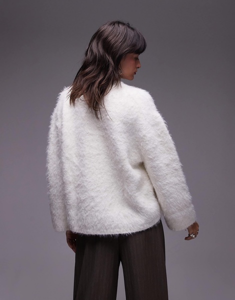 Topshop ultra fluffy oversized sweater in ivory