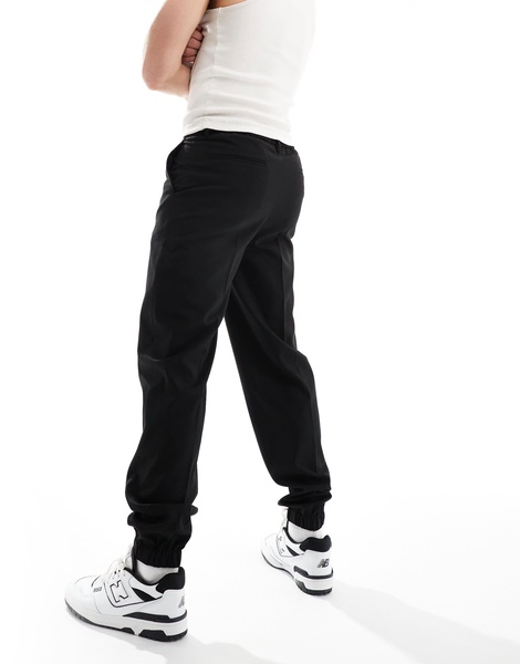 ASOS DESIGN smart straight leg joggers in black