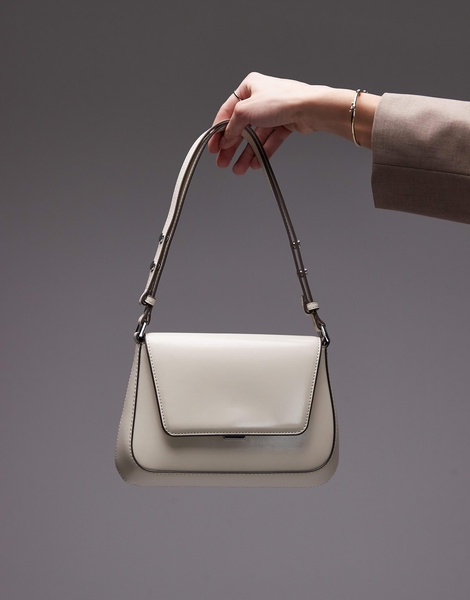 Mango patent shoulder bag in white