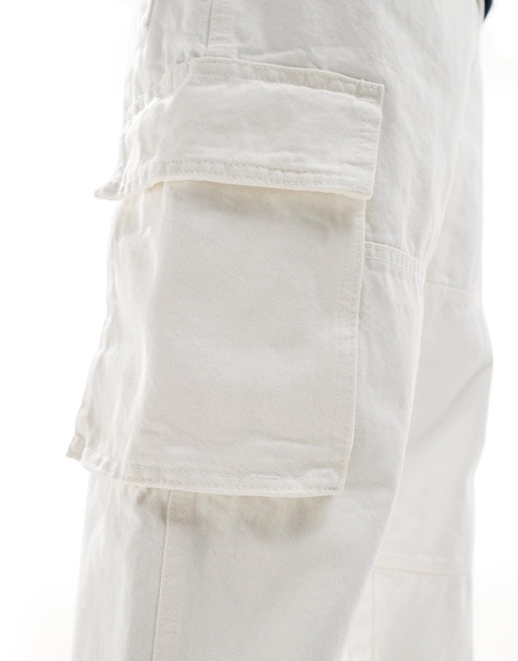Bershka straight leg cargo pants in ecru