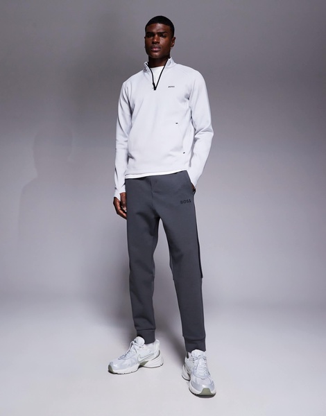 BOSS Green Hadiko Tape cuffed sweatpants regular fit in dark gray