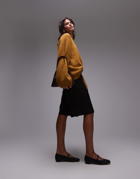 ARKET super soft alpaca wool blend relaxed sweater in ocra brown
