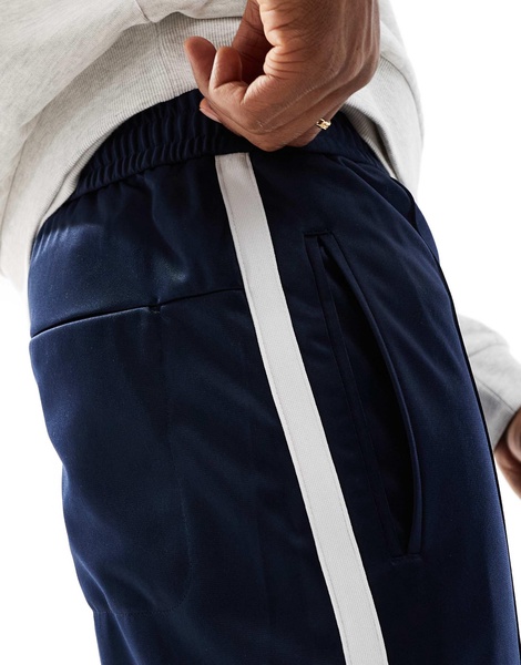 Bershka wide fit side panel sweatpants in navy