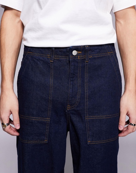 ASOS DESIGN super baggy fatigue jeans in indigo
