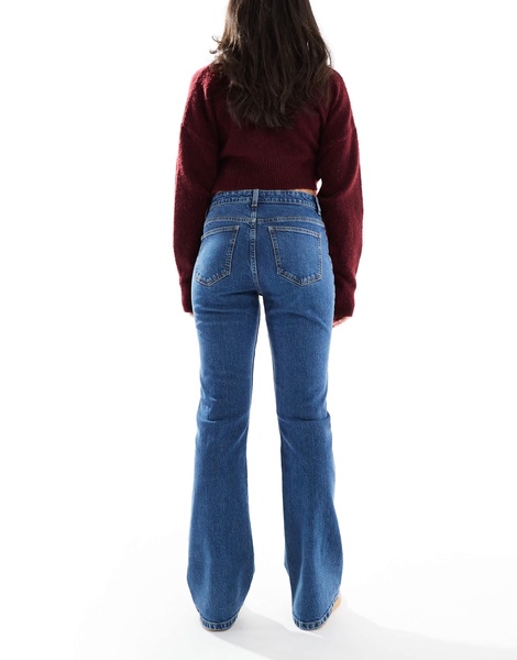 ASOS DESIGN mid rise flare jeans in authentic dark midwash