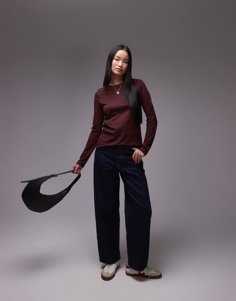 ARKET long sleeve t-shirt in burgundy