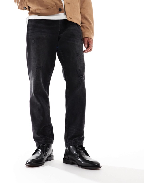 ASOS DESIGN lace up chukka boots in black leather