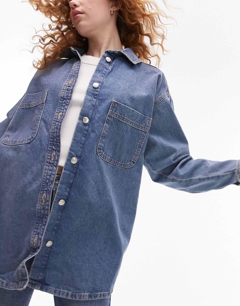 Topshop shacket in mid blue