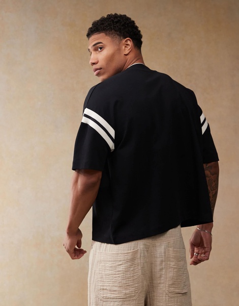 ASOS DESIGN oversized boxy T-shirt with white paneling in black