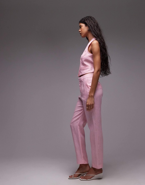Mango linen tailored pants in pink - part of a set