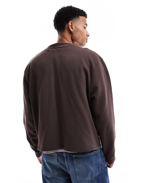 ASOS DESIGN boxy oversized printed cardigan in brown