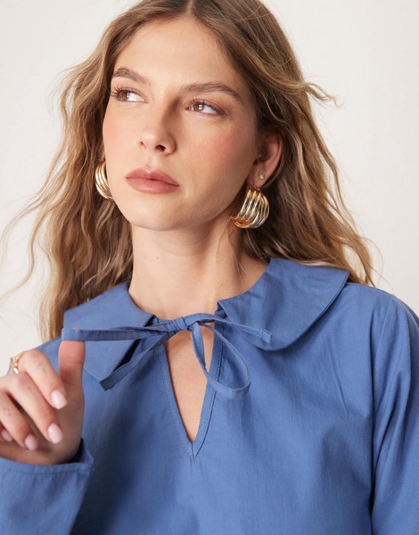 ASOS DESIGN poplin pintuck mini dress in blue